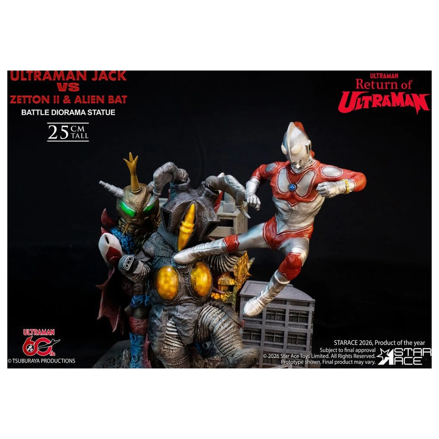 Return of Ultraman Diorama 1/8 Ultraman Jack vs Zetton II & Alien Bat Battle scene szobor figura 25 cm termékfotó