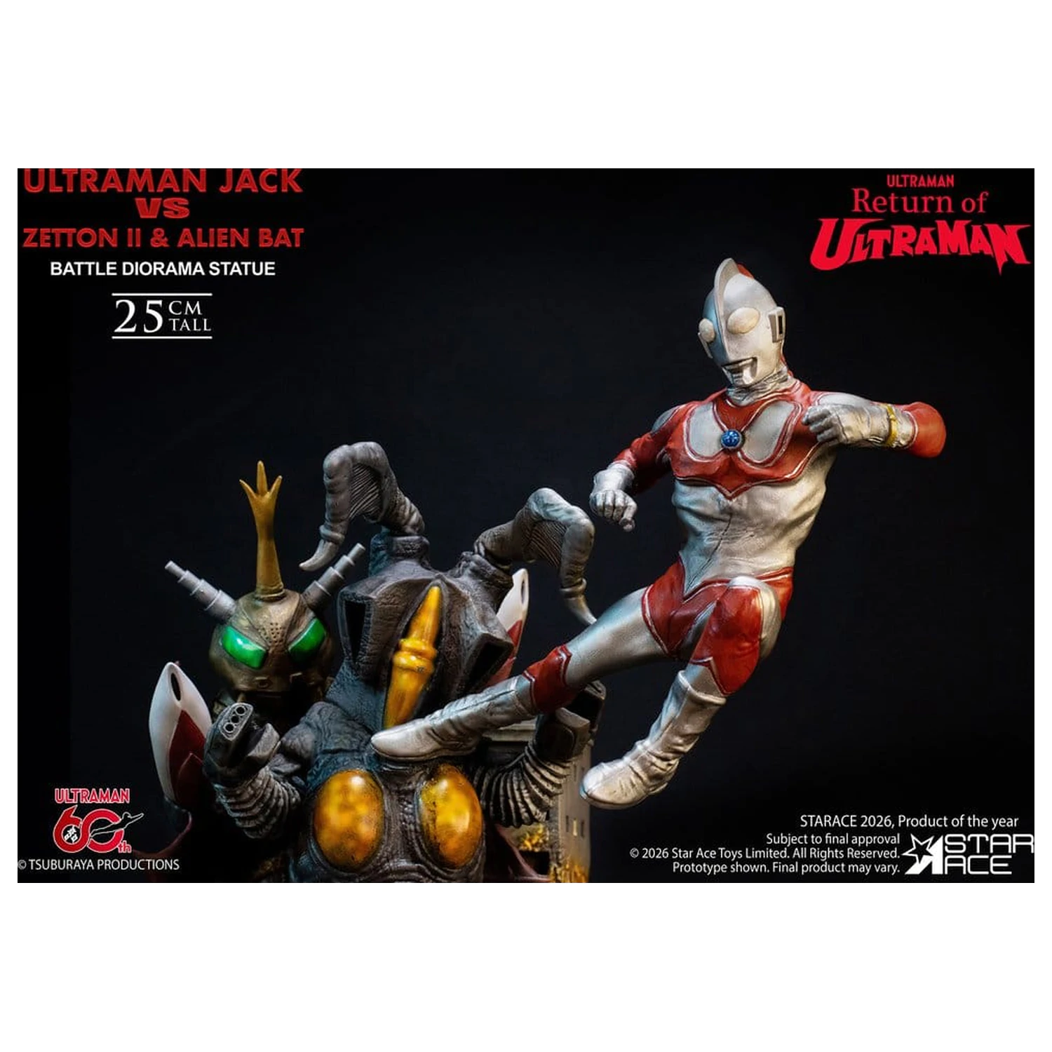 Return of Ultraman Diorama 1/8 Ultraman Jack vs Zetton II & Alien Bat Battle scene szobor figura 25 cm termékfotó