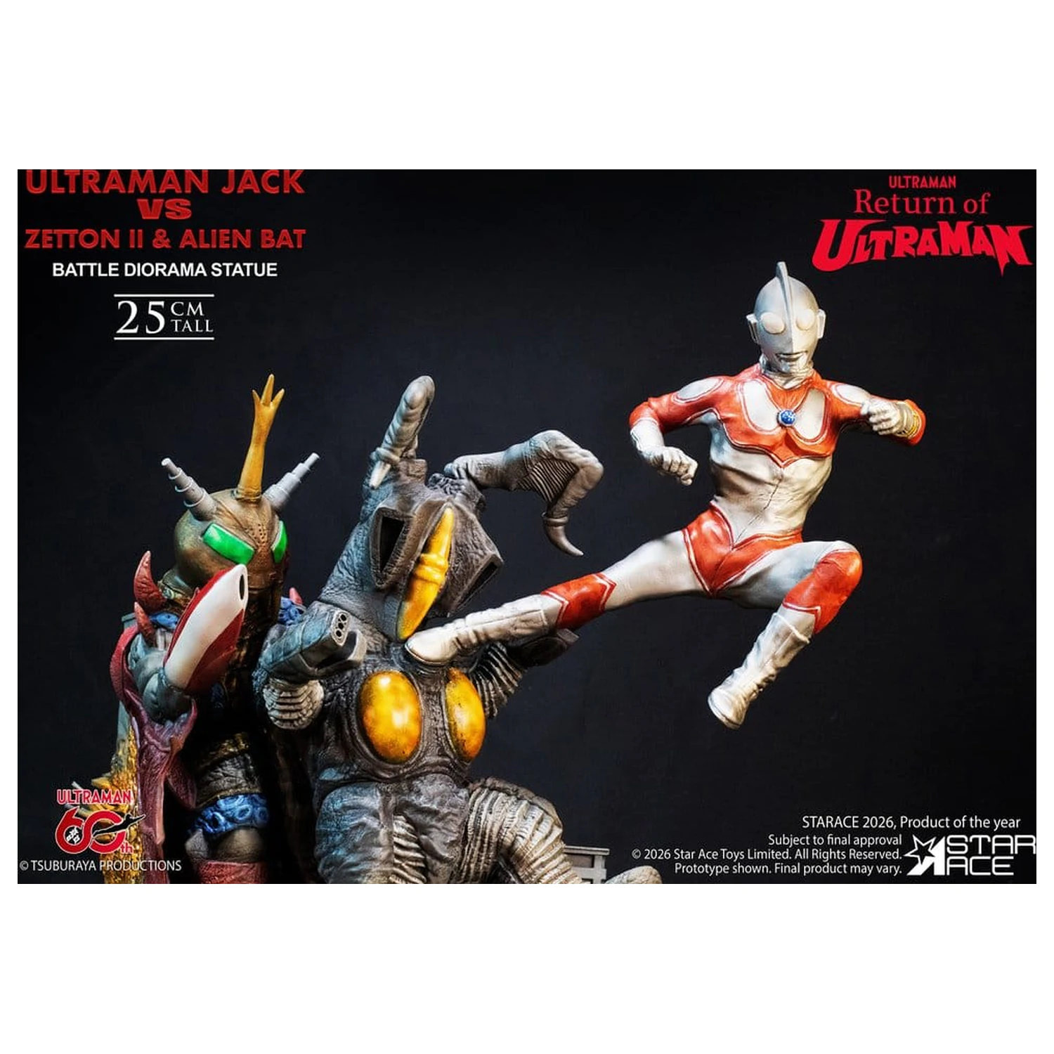 Return of Ultraman Diorama 1/8 Ultraman Jack vs Zetton II & Alien Bat Battle scene szobor figura 25 cm termékfotó