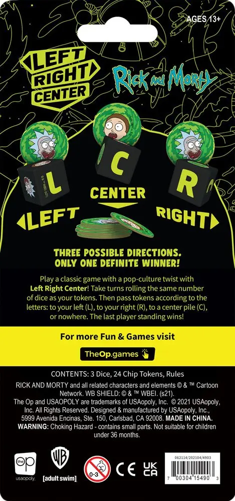 Rick and Morty Dice Game Left Right Center Angol nyelvű termékfotó