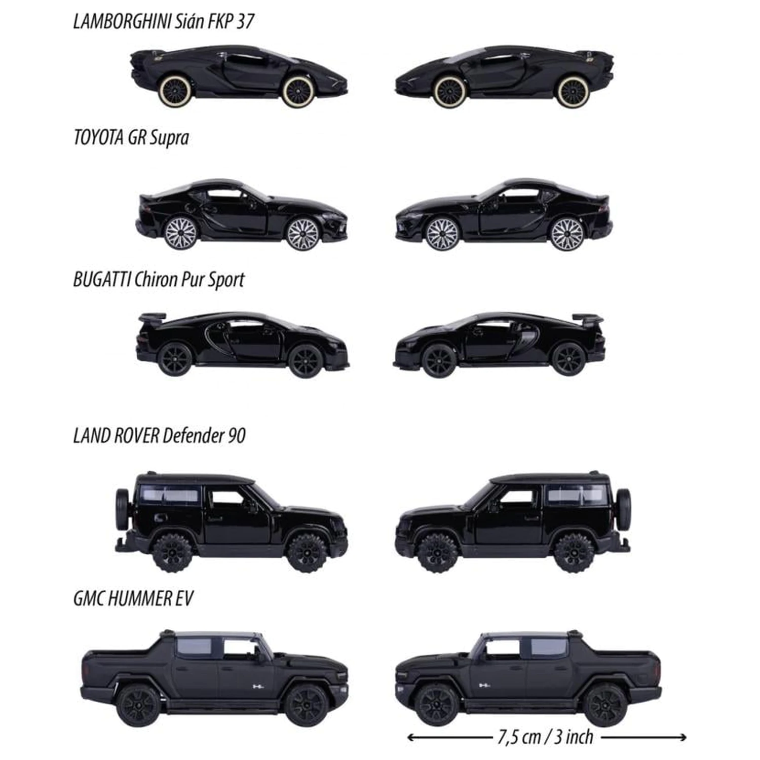 RIDE COOL Black Edition Pack of 5 Miniature Cars autó csomag 1:64 termékfotó