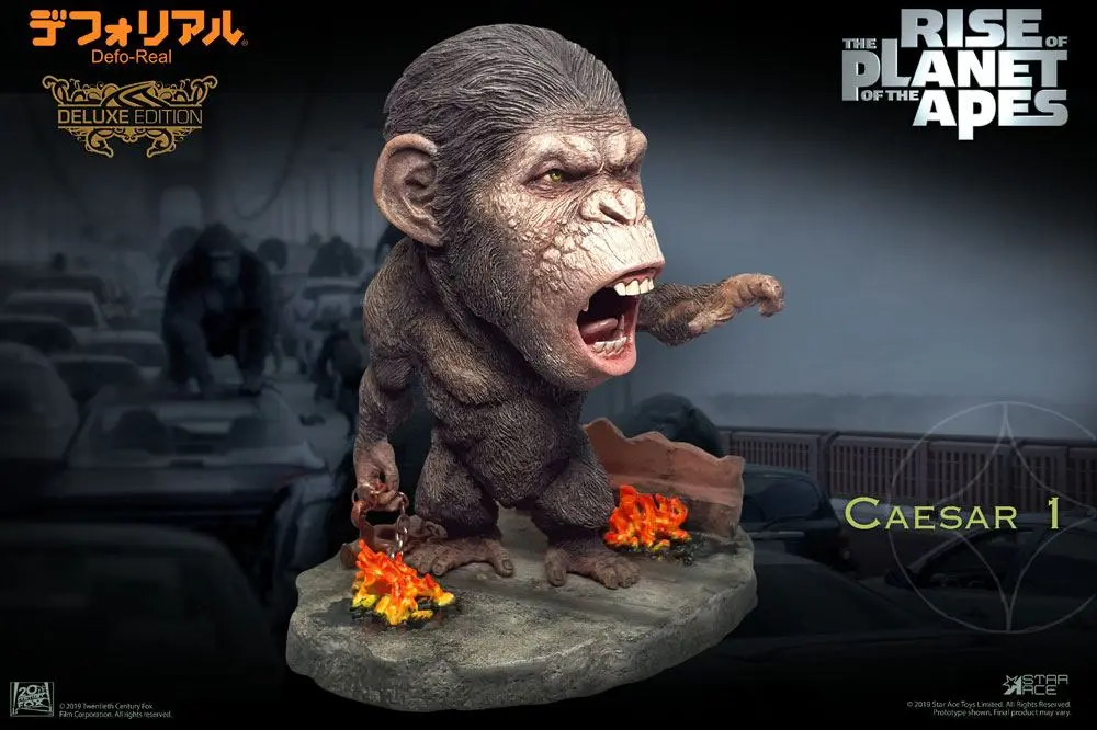 Rise of the Planet of the Apes Deform Real Series Caesar Chain Ver. Deluxe Soft Vinyl szobor figura 15 cm termékfotó