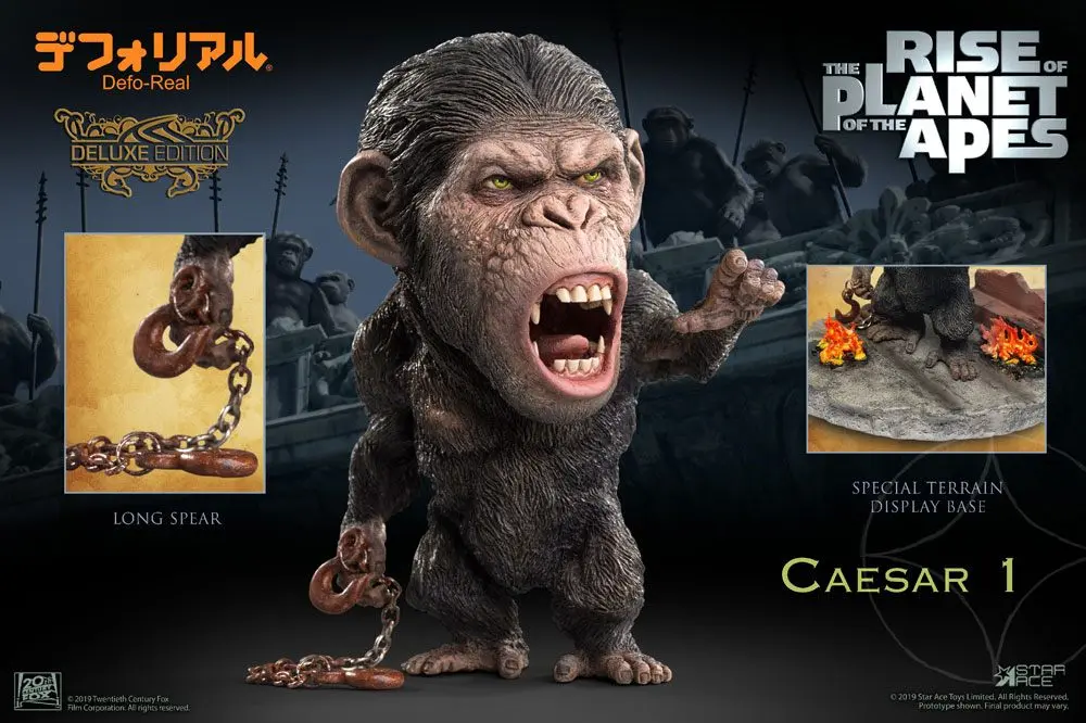 Rise of the Planet of the Apes Deform Real Series Caesar Chain Ver. Deluxe Soft Vinyl szobor figura 15 cm termékfotó