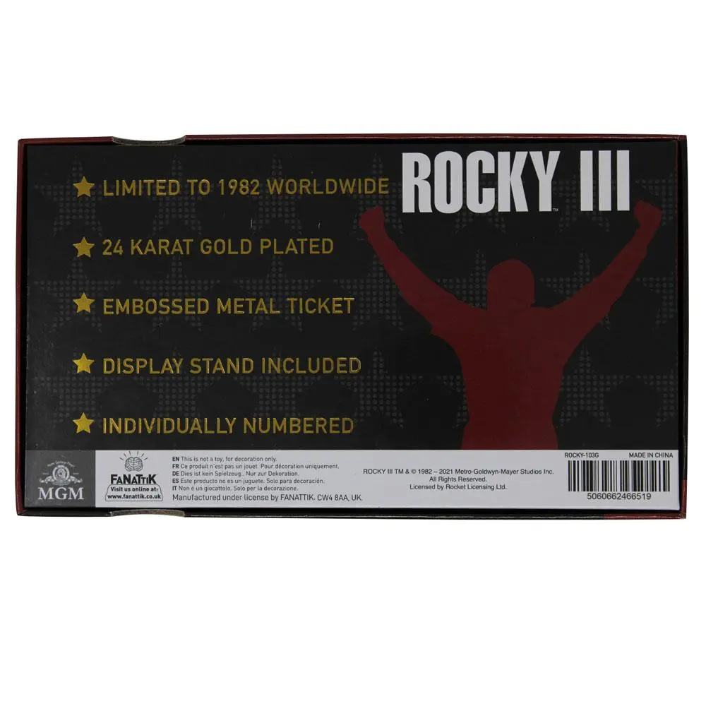 Rocky III World Heavyweight Boxing Championship Ticket replika (gold tányérd) termékfotó