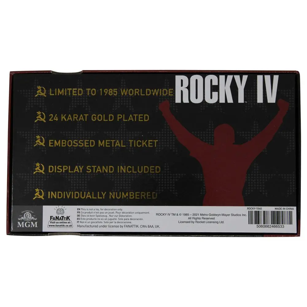 Rocky IV East vs. West Fight Ticket replika (aranyozott) termékfotó