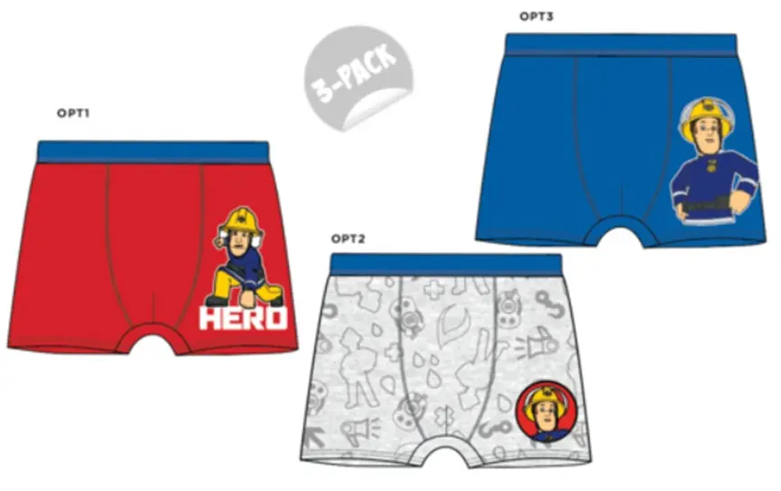Sam a tűzoltó gyerek boxeralsó 3 darab/csomag 122/128 cm termékfotó