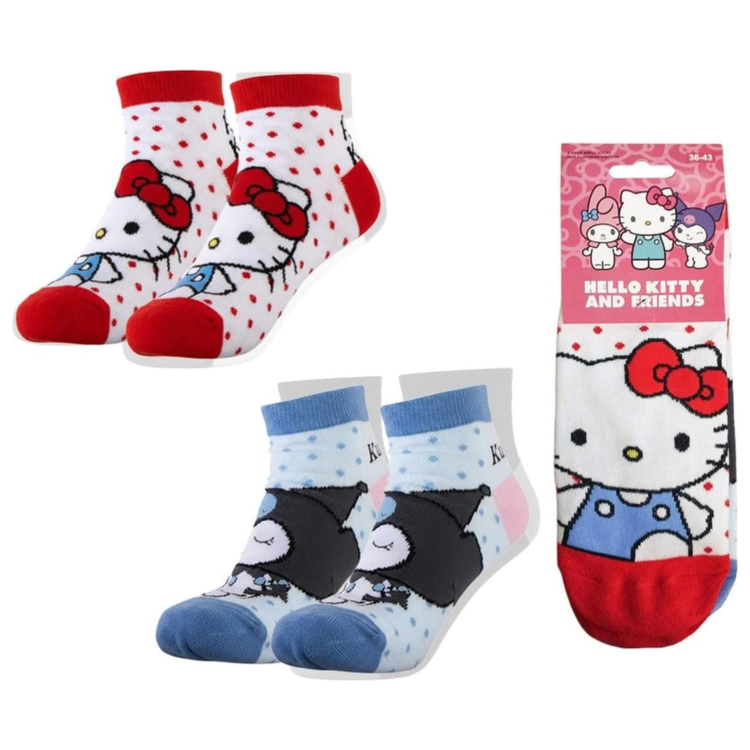 Sanrio 2 db-os zokni csomag Hello Kitty 36-43 termékfotó