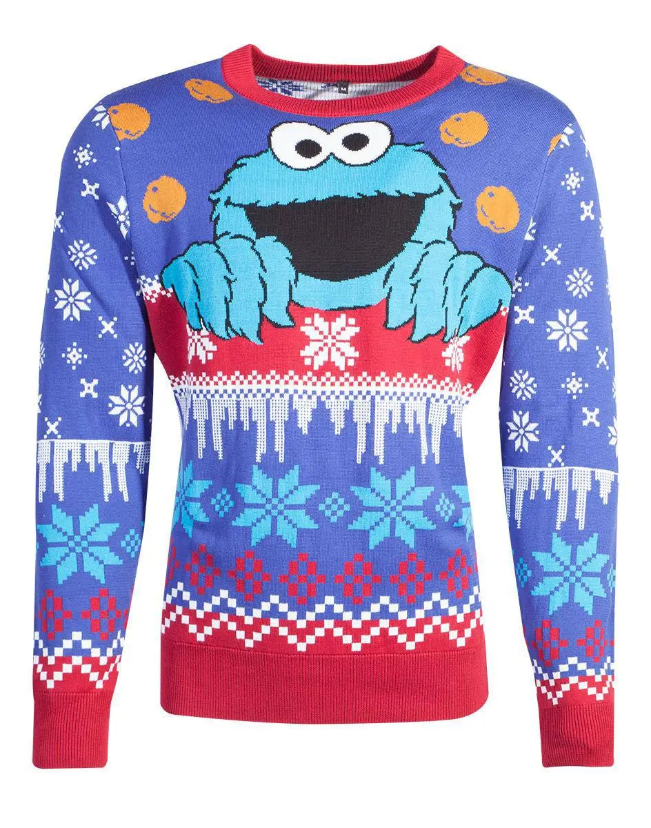 Sesame Street Knitted Christmas kötött pulóver Cookie Monster termékfotó