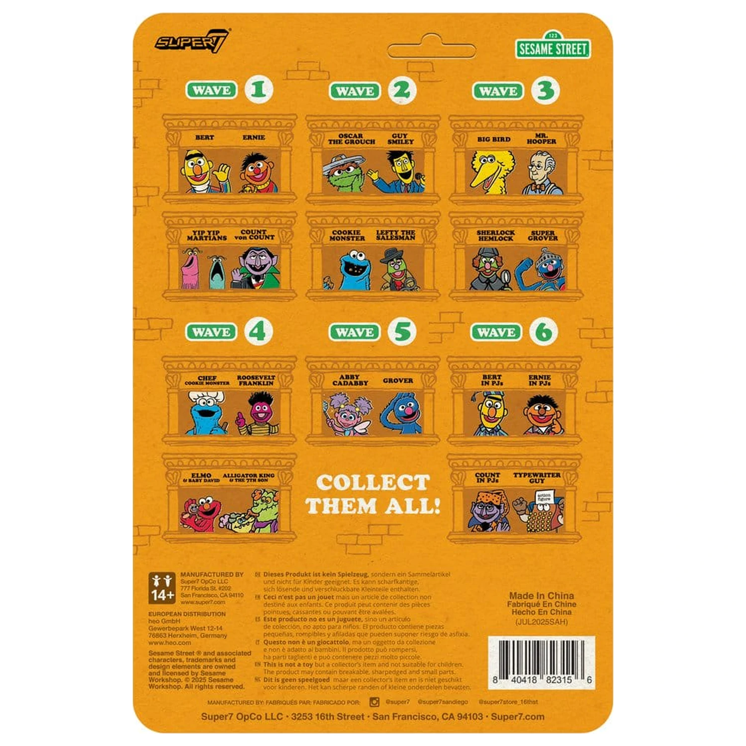 Sesame Street ReAction akciófigura Wave 06 Bert (PJ) 10 cm    termékfotó