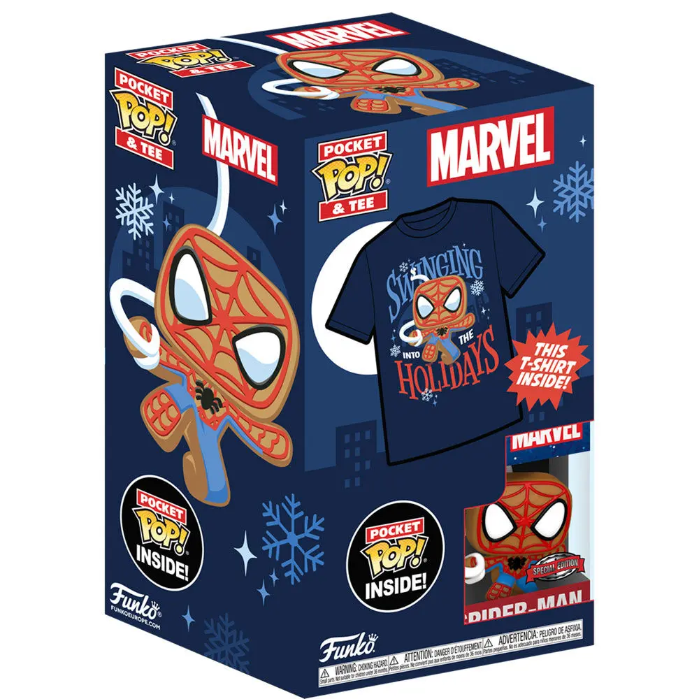 Pocket Pop &amp; Tee kids Spider-Man Gingerbread Exkluzív figura és póló csomag [11 éves] termékfotó