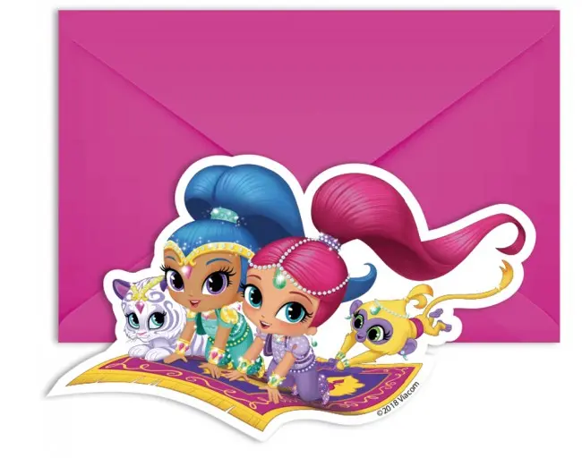 Shimmer és Shine Glitter, Party Meghívó 6 db-os termékfotó