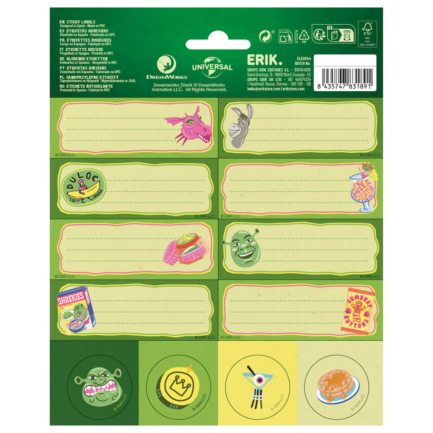 Shrek füzetcímke termékfotó
