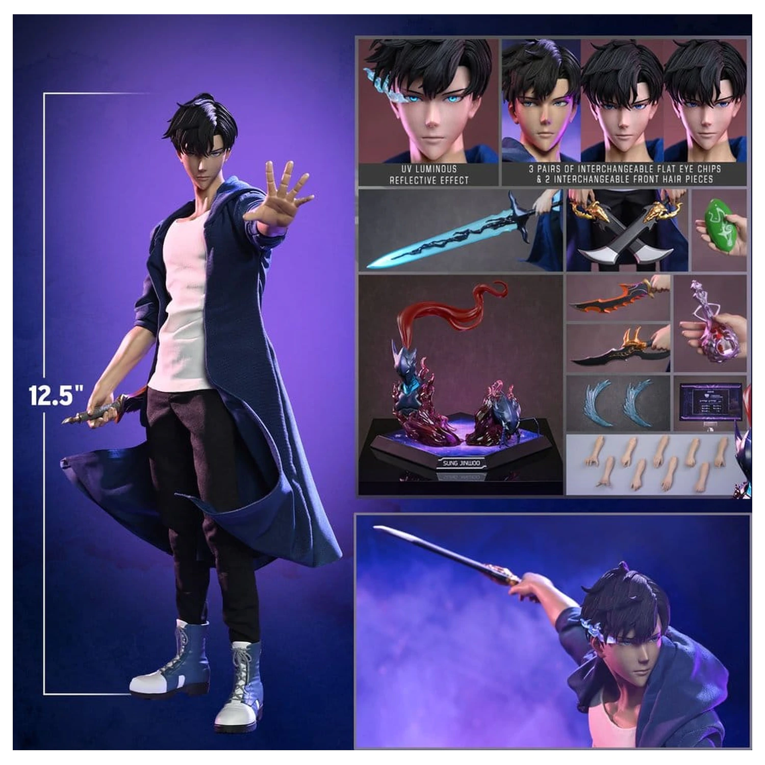 Solo Leveling 1/6 Sung Jinwoo akciófigura 32 cm termékfotó