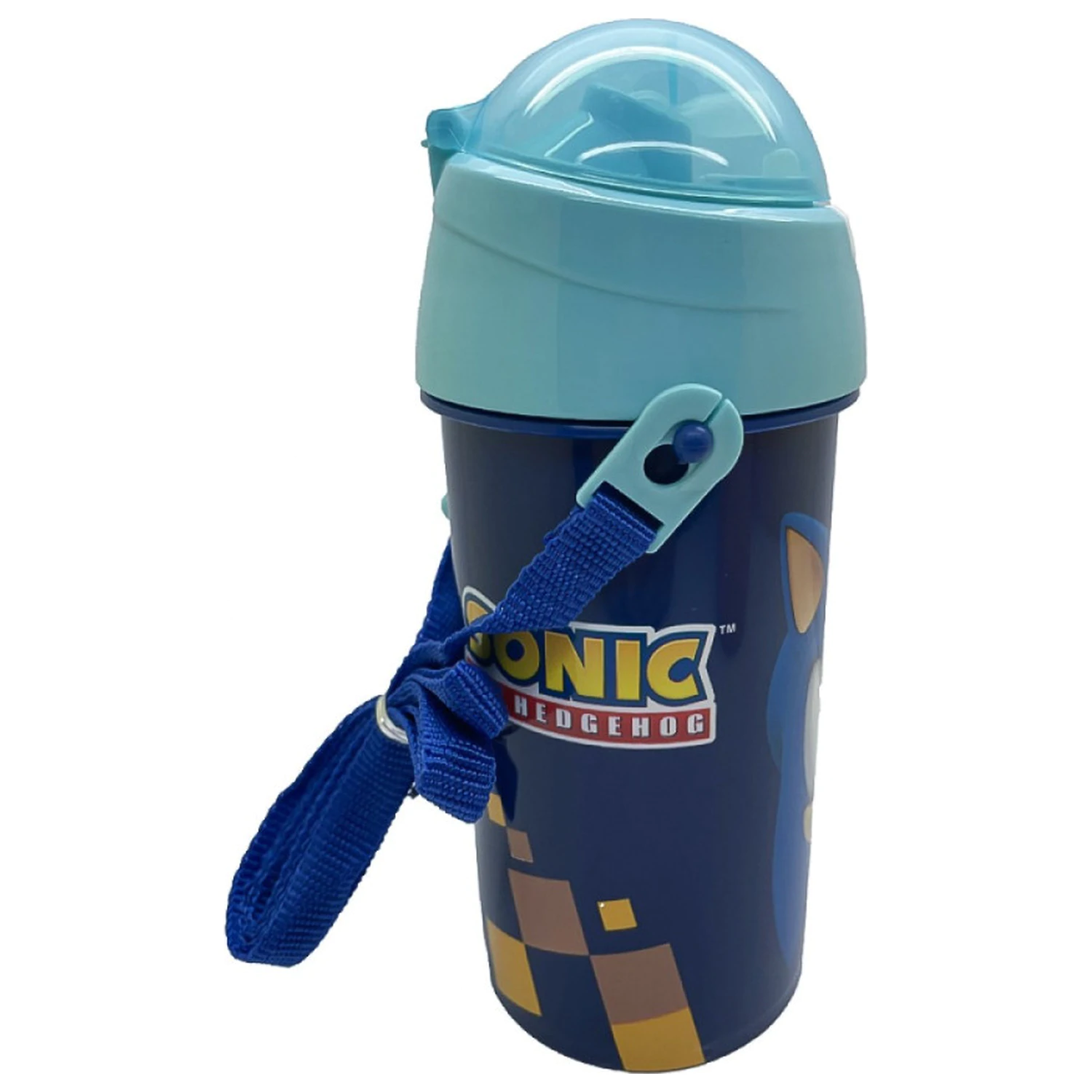 Sonic Speed Blue műanyag szívószálas kulacs akasztóval 500 ml termékfotó