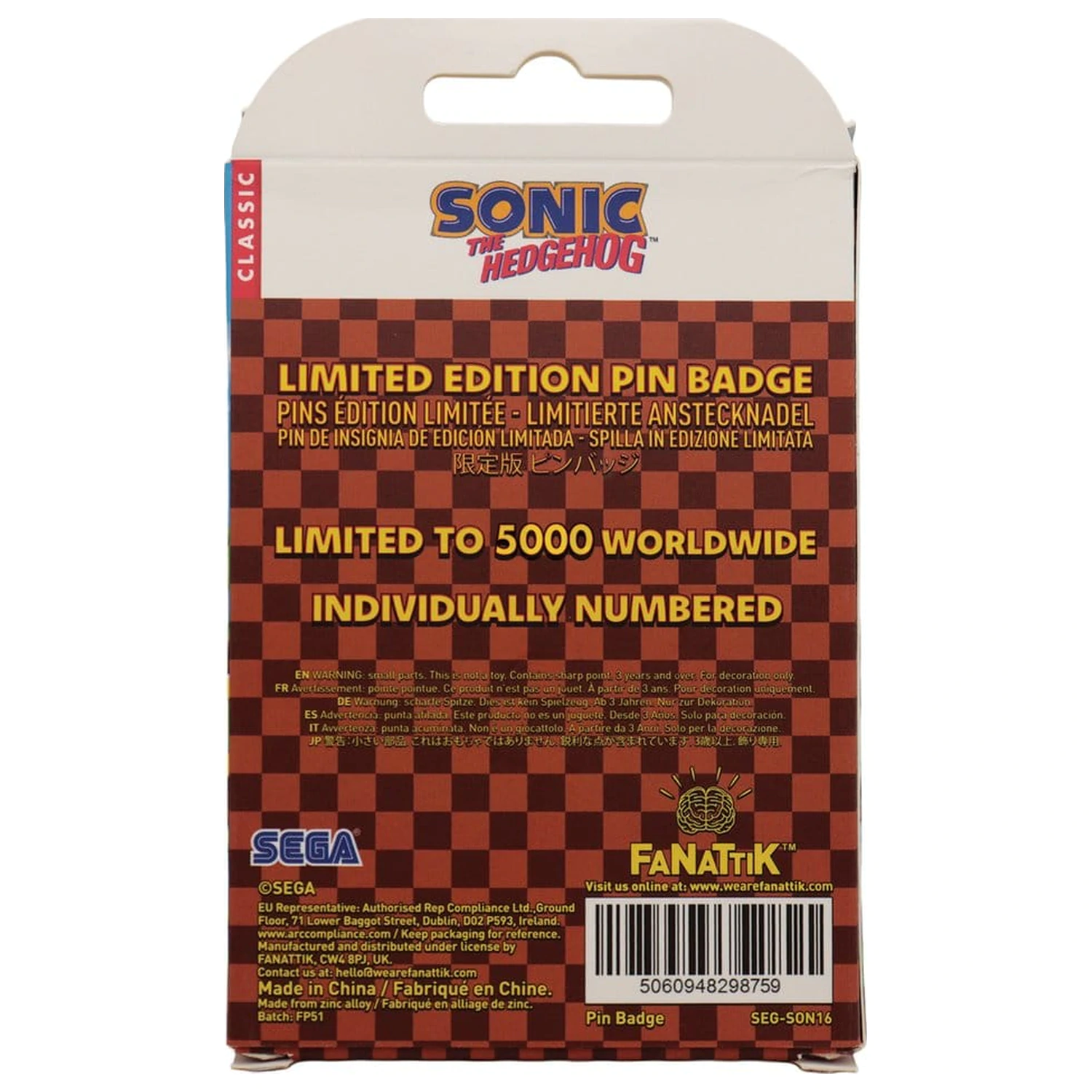 Sonic - The Hedgehog Dr. Eggman Egg Mobile Chained kitűző  termékfotó