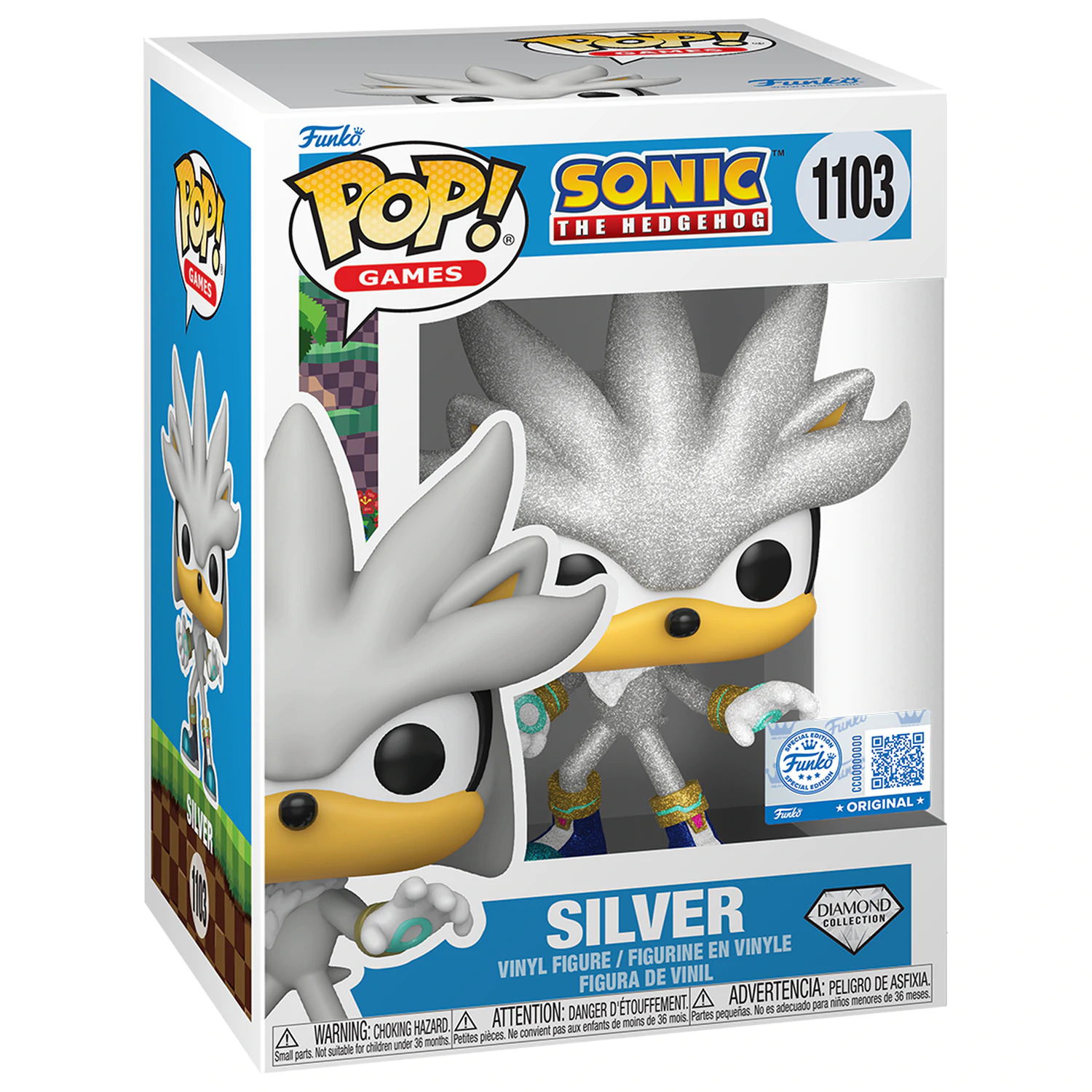 Sonic The Hedgehog Funko POP! Games Vinyl figura Silver The Hedgehog (FL) 9 cm termékfotó