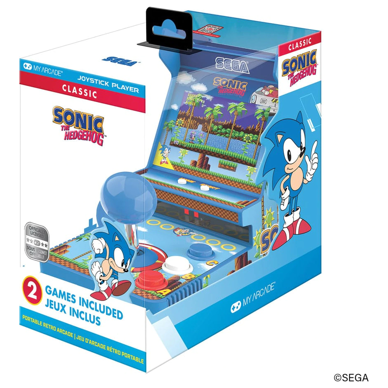 Sonic The Hedgehog Portable Retro Arcade Joystick Player hordozható mini arcade játékgép termékfotó