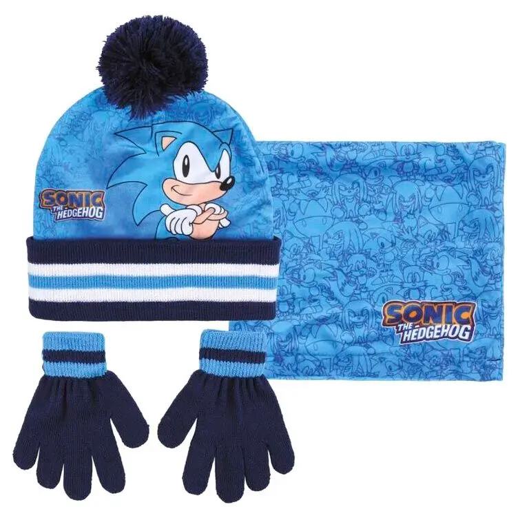 Sonic The Hedgehog gyerek téli csomag körsál sapka kesztyű termékfotó