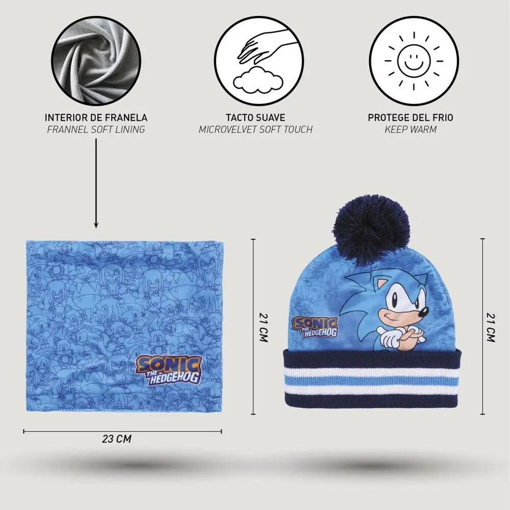 Sonic The Hedgehog gyerek téli csomag körsál sapka kesztyű termékfotó