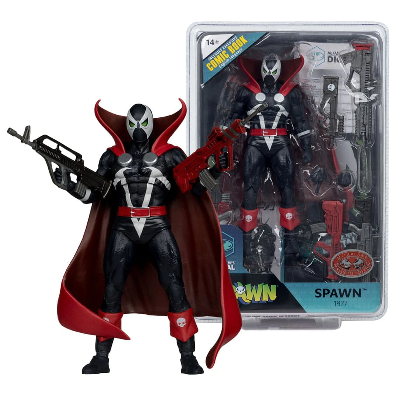 Spawn Page Punchers Spawn 1977 Red and Black (Chase) Red Platinum Edition akciófigura 18 cm  termékfotó