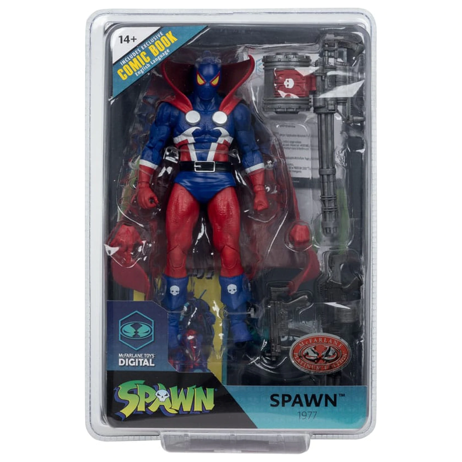 Spawn Page Punchers Spawn 1977 Red and Blue (Chase) Red Platinum Edition akciófigura 18 cm  termékfotó