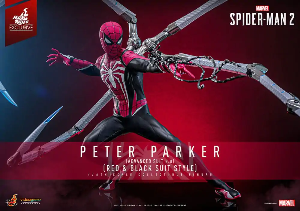 Spider-Man 2 Video Game Masterpiece 1/6 Peter Parker (Advanced Suit 2.0) (Red and Black Suit Style) akciófigura 30 cm termékfotó