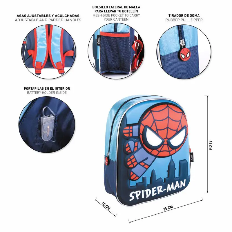 Marvel Spiderman 3D backpack with lights 31cm termékfotó