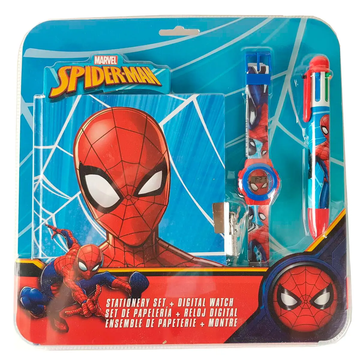 Spider-Man digitális óra + keményfedeles füzet + 6 színes toll csomag termékfotó