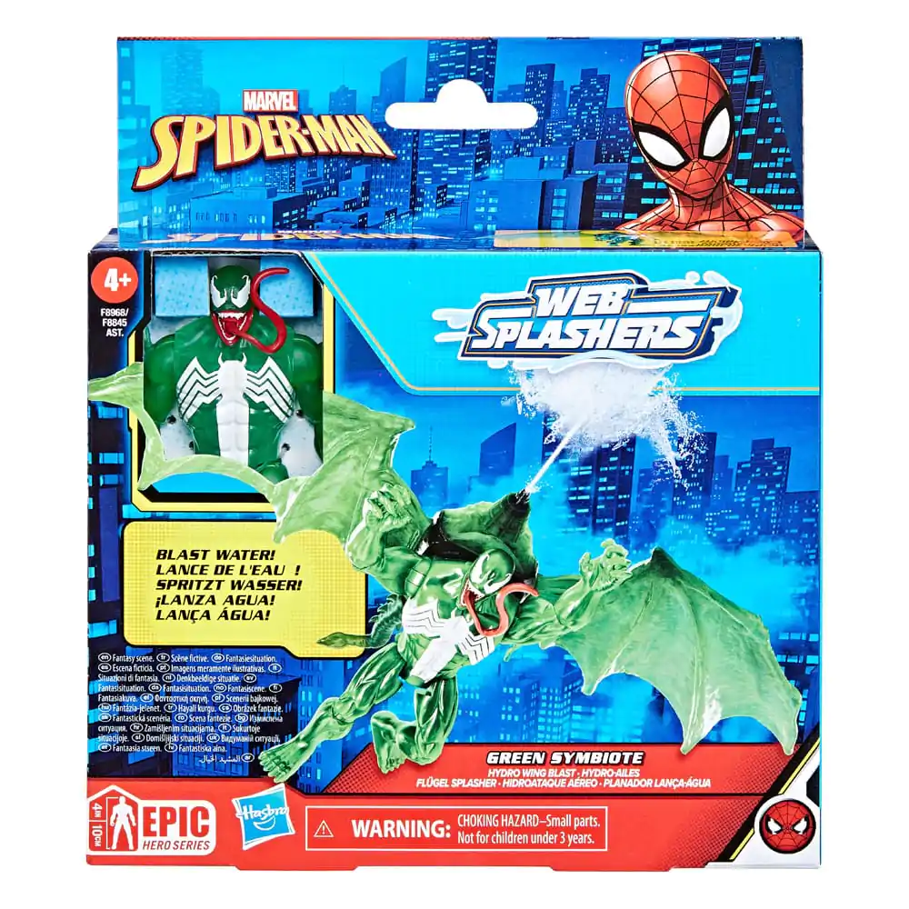 Spider-Man Epic Hero Series Web Splashers Green Symbiote Hydro Wing Blast akciófigura 10 cm termékfotó