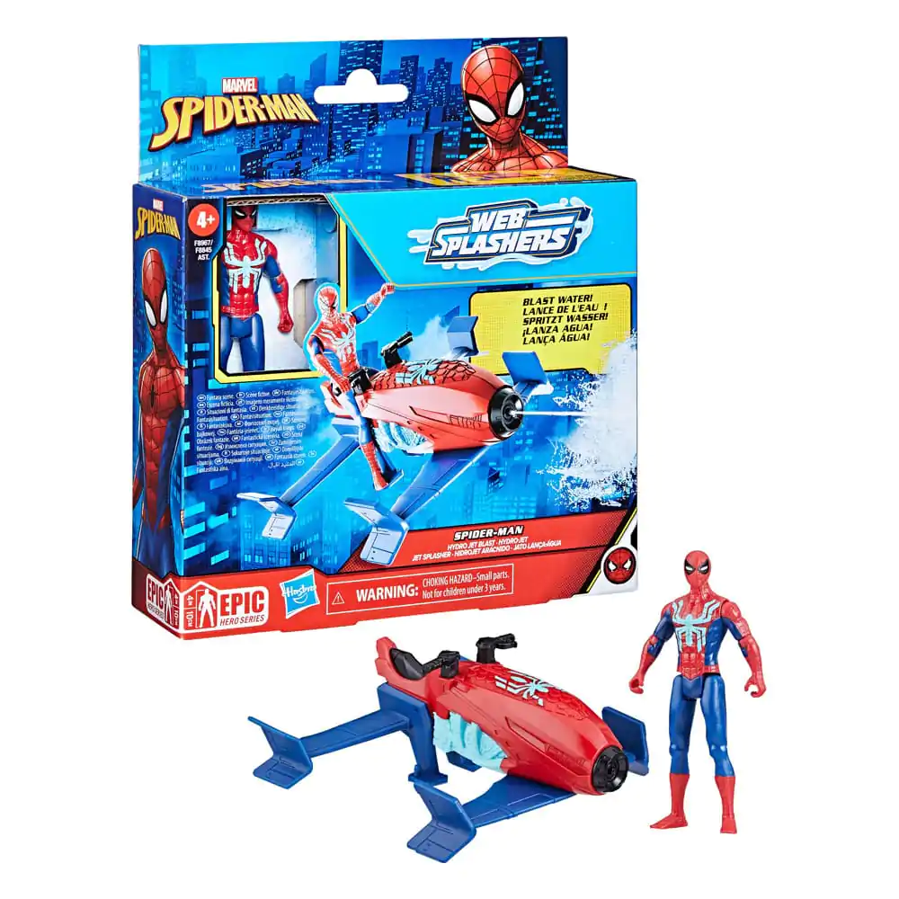 Spider-Man Epic Hero Series Web Splashers Spider-Man Hydro Jet Blast akciófigura 10 cm termékfotó