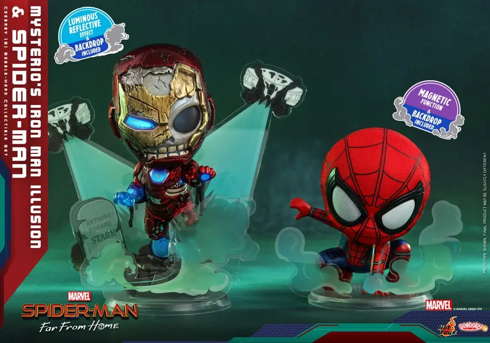 Spider-Man: Far From Home Cosbaby (S) Mini figurák Mysterio's Iron Man Illusion &amp; Spider-Man 10 cm termékfotó