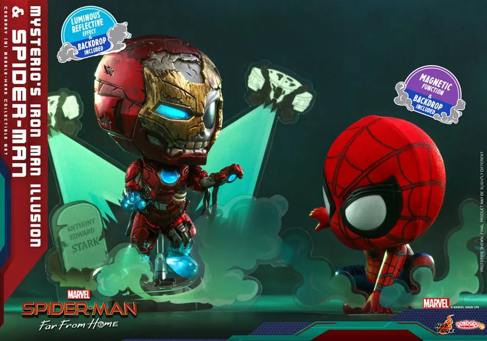 Spider-Man: Far From Home Cosbaby (S) Mini figurák Mysterio's Iron Man Illusion &amp; Spider-Man 10 cm termékfotó