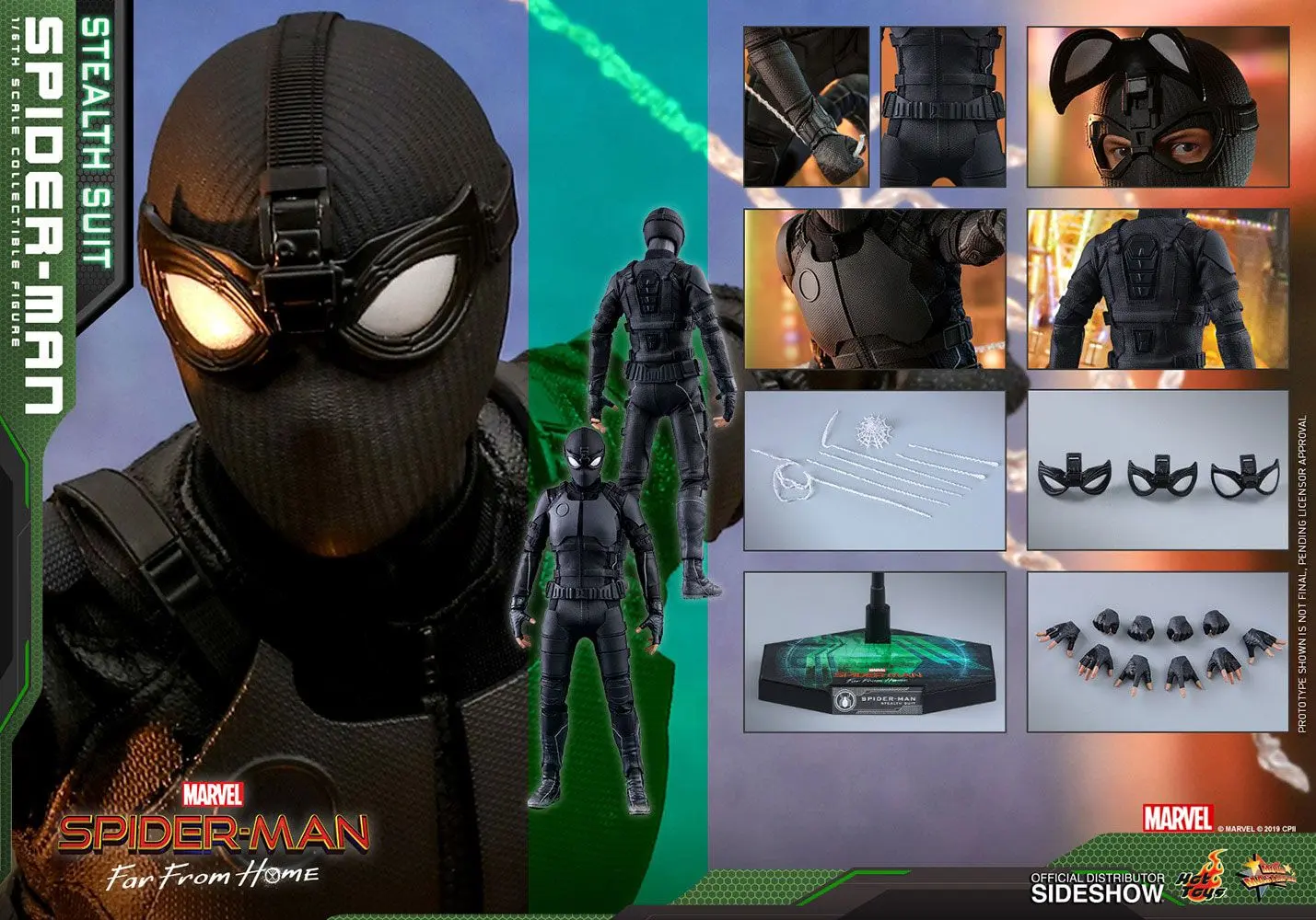 Spider-Man: Far From Home Movie Masterpiece 1/6 Spider-Man (Stealth Suit) akciófigura 29 cm termékfotó