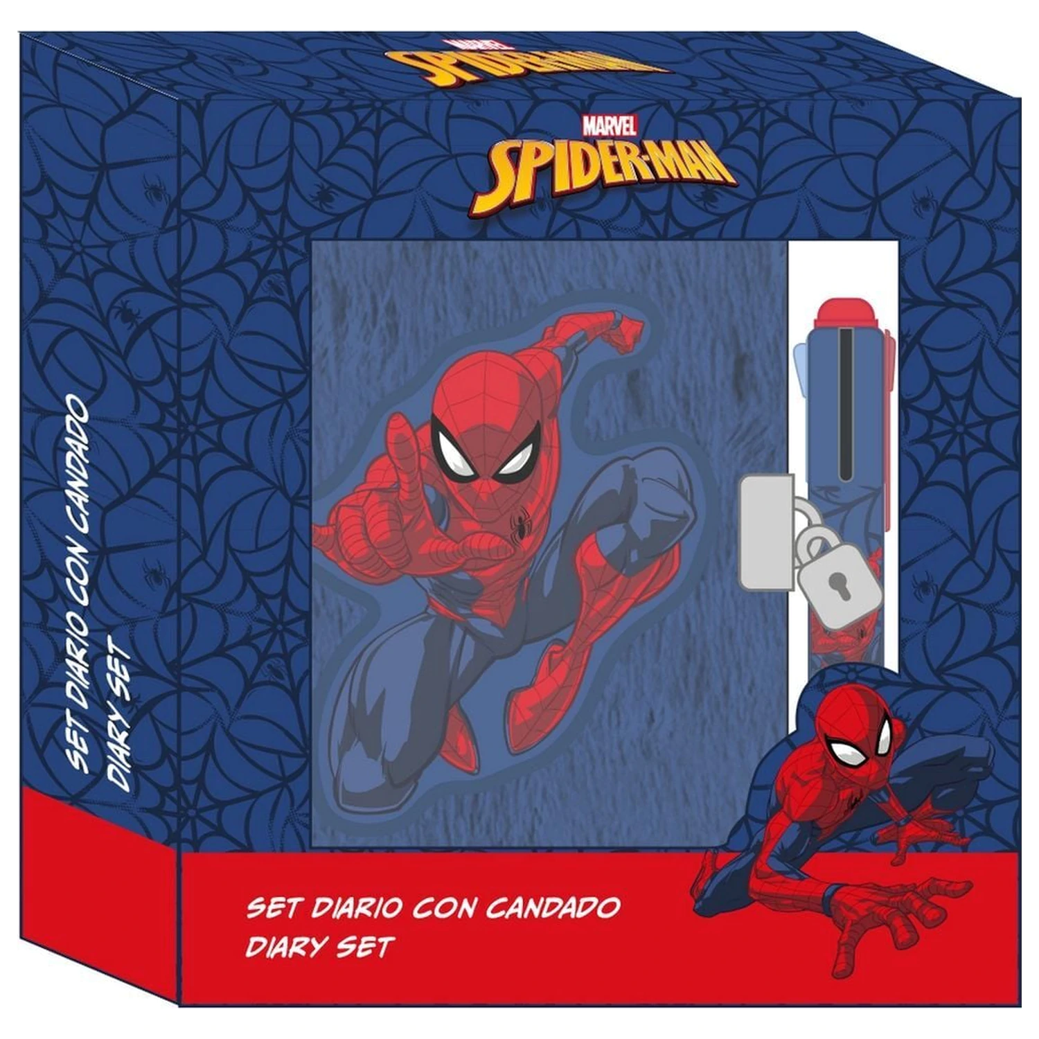 Spider-Man keményfedeles füzet és 4 színű toll termékfotó