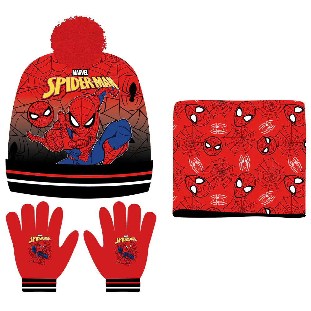 Spider-Man gyerek körsál, sapka és kesztyű csomag termékfotó