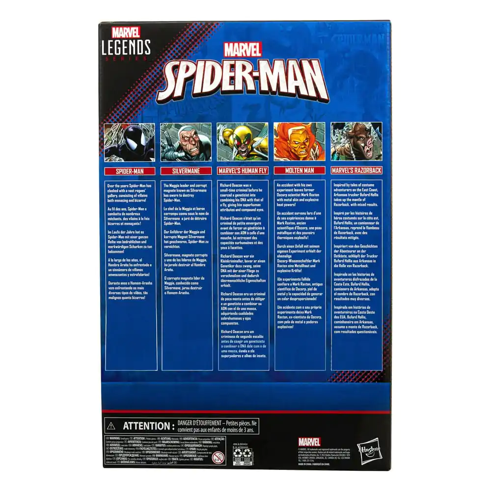 Spider-Man Marvel Legends Spider-Man, Silvermane, Human Fly, Molten Man, Razorback 5 db-os akciófigura csomag 15 cm termékfotó