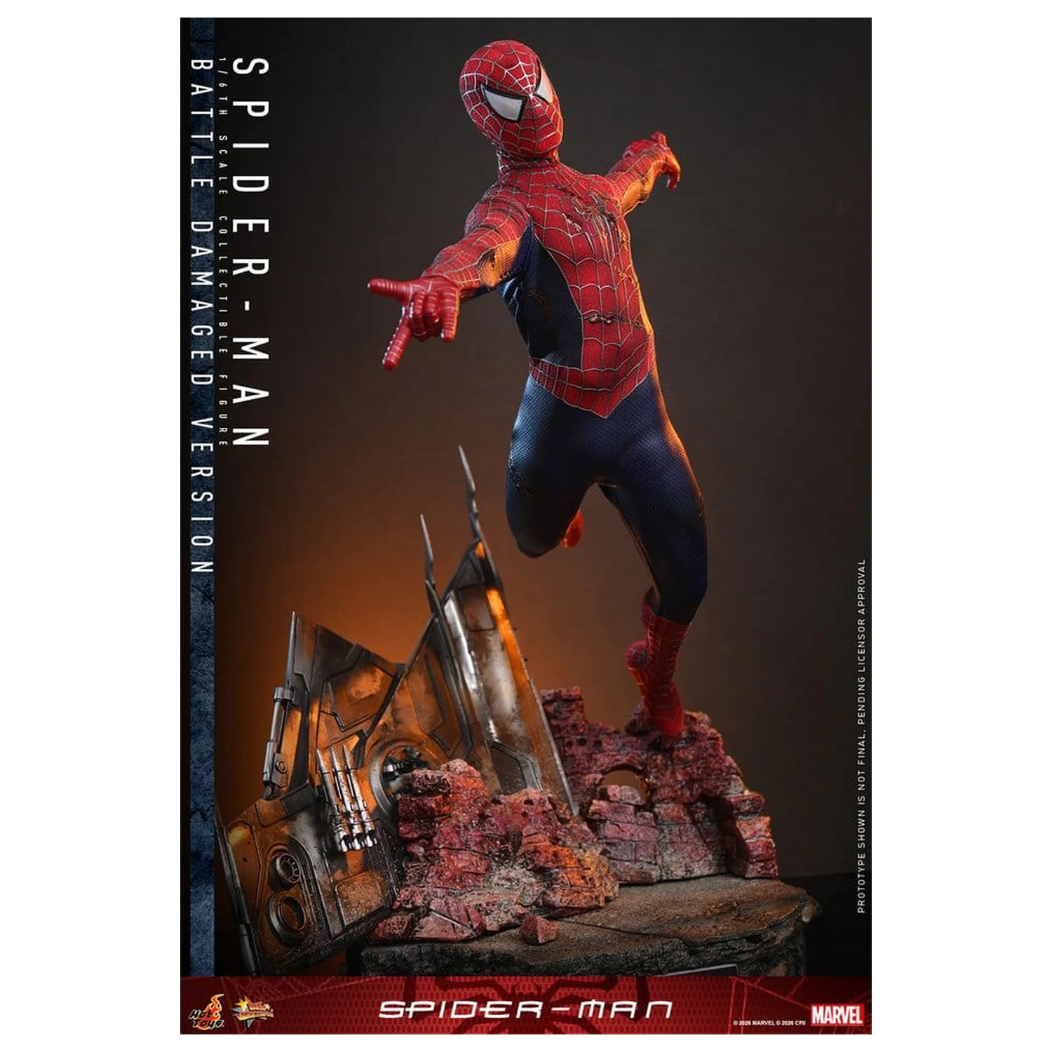 Spider-Man Movie Masterpiece akciófigura 1/6 Spider-Man (Battle Damaged Version) 30 cm termékfotó