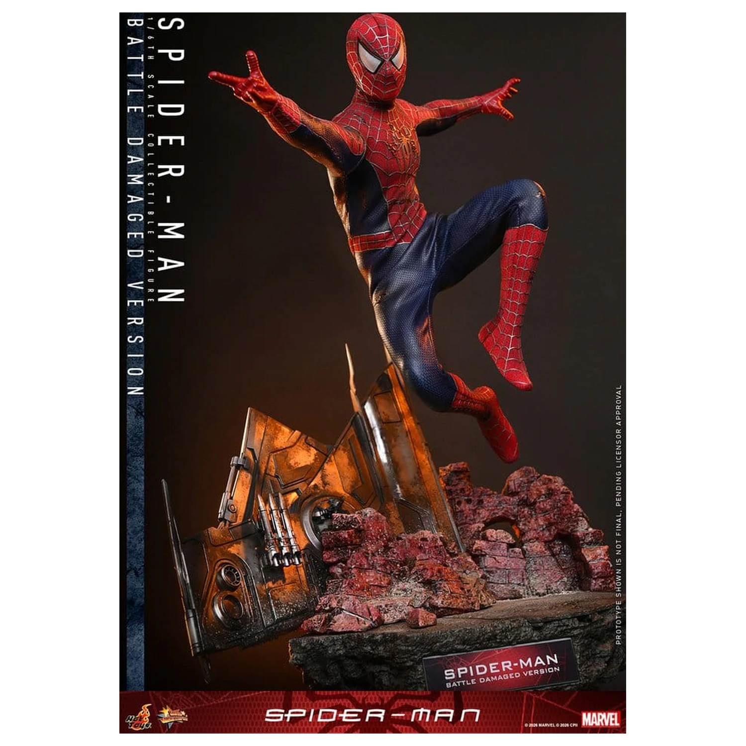 Spider-Man Movie Masterpiece akciófigura 1/6 Spider-Man (Battle Damaged Version) 30 cm termékfotó