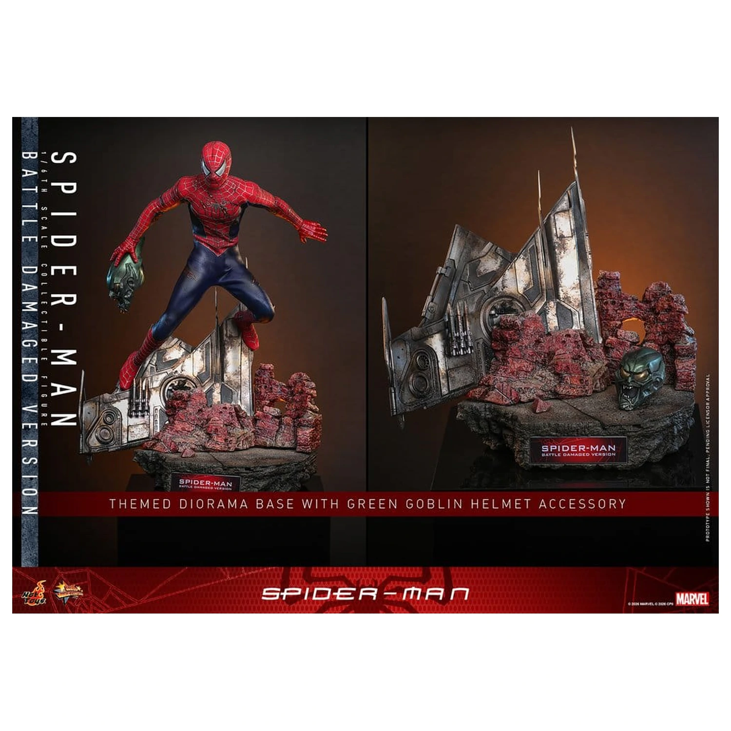 Spider-Man Movie Masterpiece akciófigura 1/6 Spider-Man (Battle Damaged Version) 30 cm termékfotó