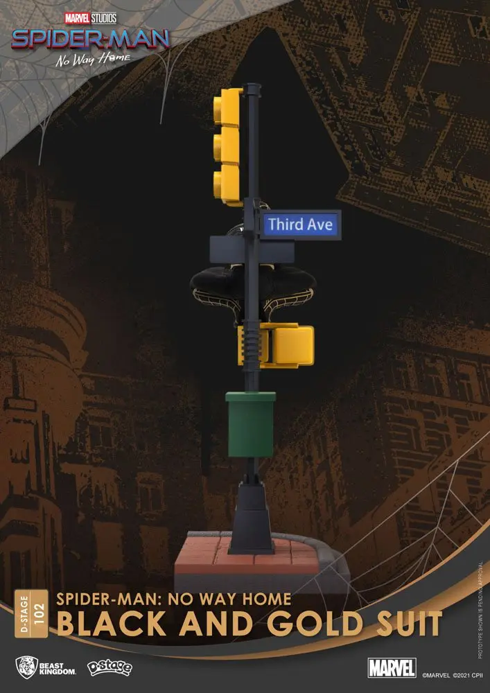 Spider-Man: No Way Home D-Stage Spider-Man Black and Gold Suit Closed Box Version PVC Dioráma szobor 25 cm termékfotó