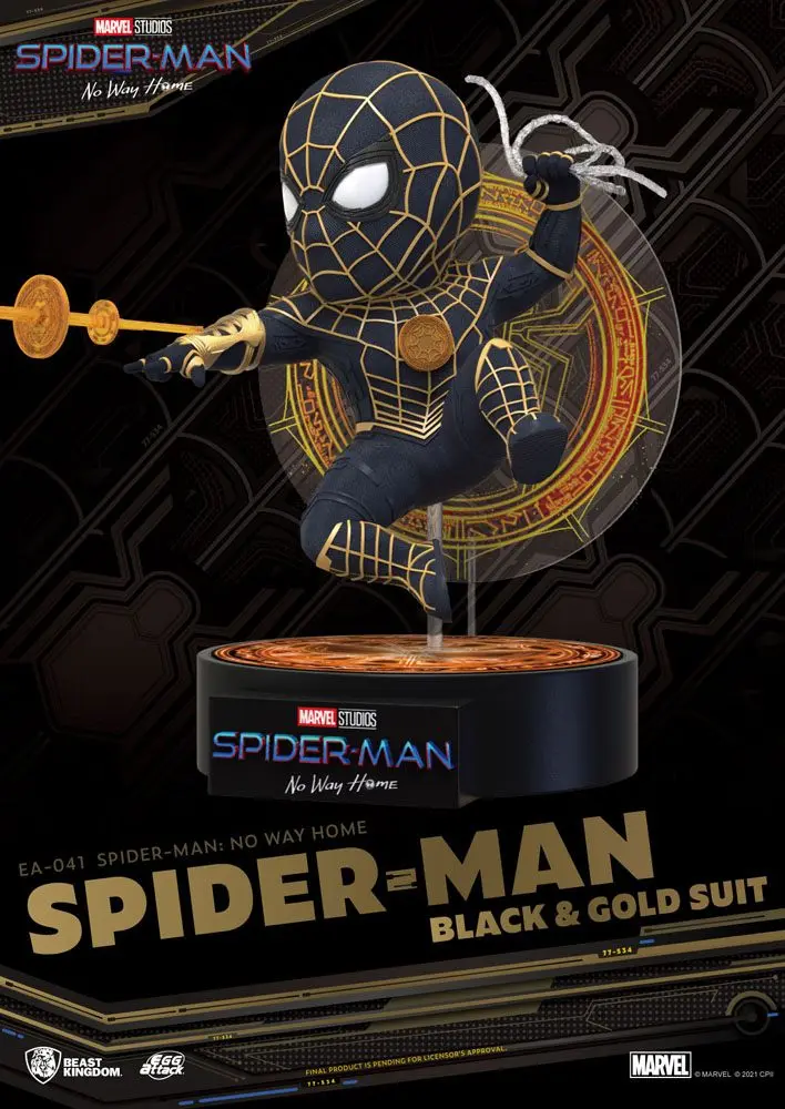 Spider-Man: No Way Home Egg Attack Spider-Man Black &amp; Gold Suit figura 18 cm termékfotó
