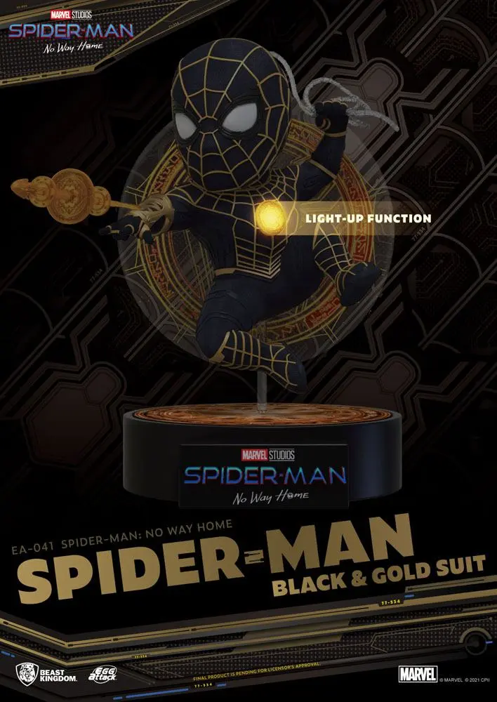 Spider-Man: No Way Home Egg Attack Spider-Man Black &amp; Gold Suit figura 18 cm termékfotó