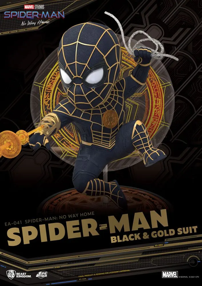 Spider-Man: No Way Home Egg Attack Spider-Man Black &amp; Gold Suit figura 18 cm termékfotó