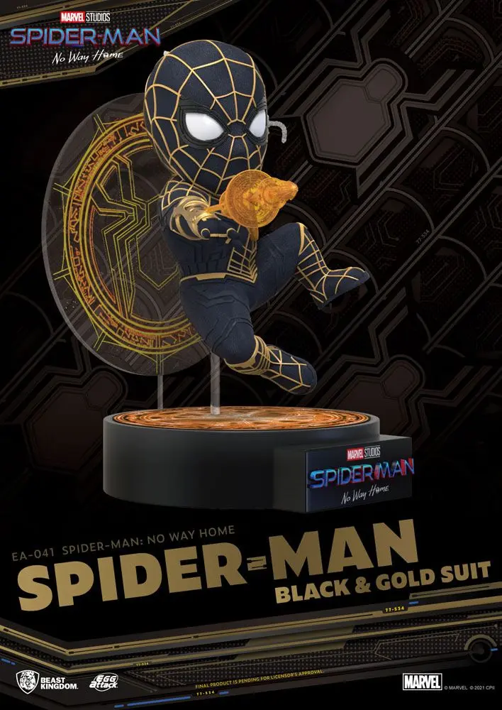 Spider-Man: No Way Home Egg Attack Spider-Man Black &amp; Gold Suit figura 18 cm termékfotó