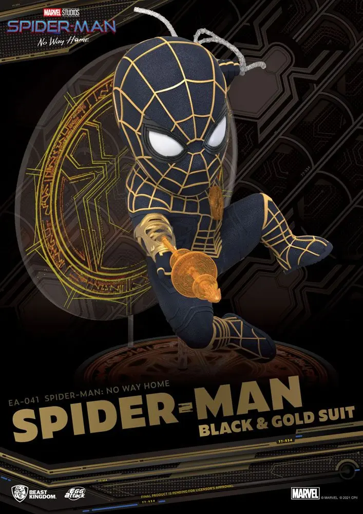 Spider-Man: No Way Home Egg Attack Spider-Man Black &amp; Gold Suit figura 18 cm termékfotó