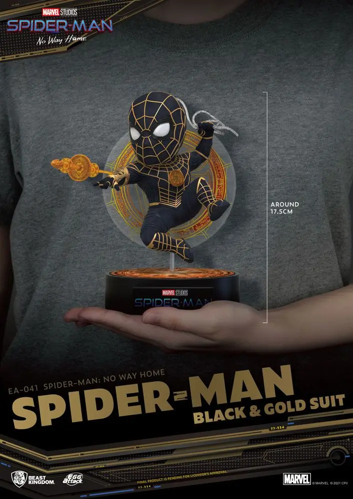 Spider-Man: No Way Home Egg Attack Spider-Man Black &amp; Gold Suit figura 18 cm termékfotó