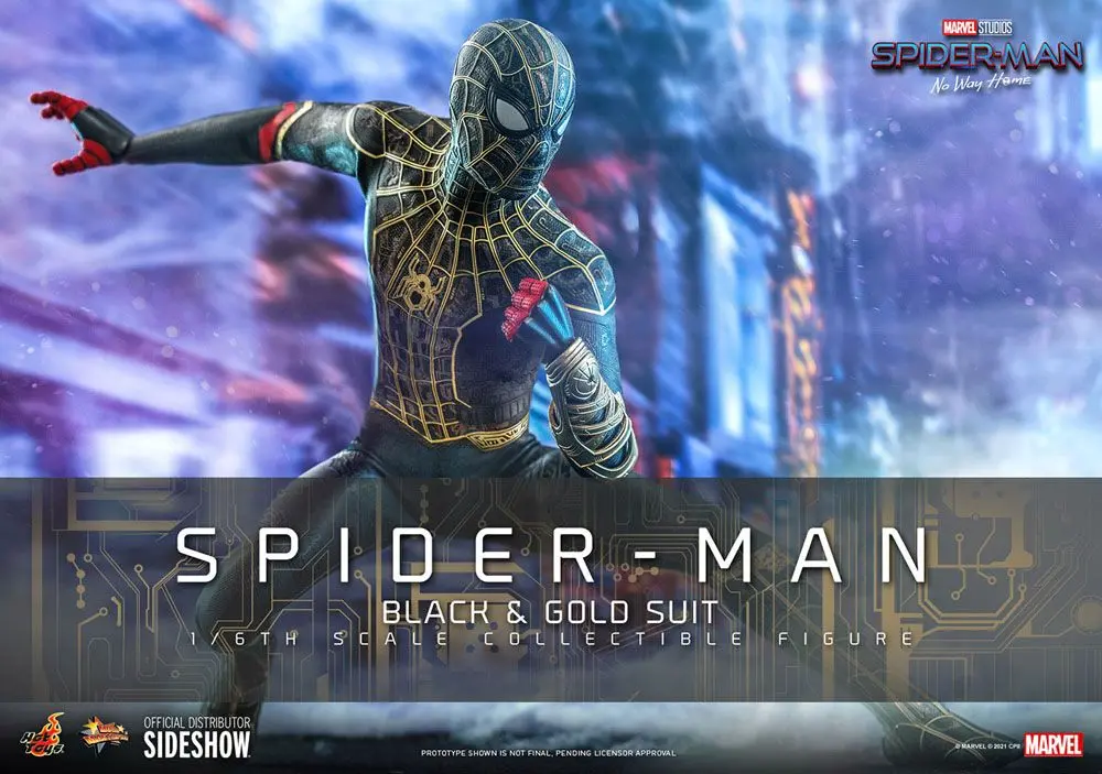 Spider-Man: No Way Home Movie Masterpiece 1/6 Spider-Man (Black & Gold Suit) akciófigura 30 cm termékfotó