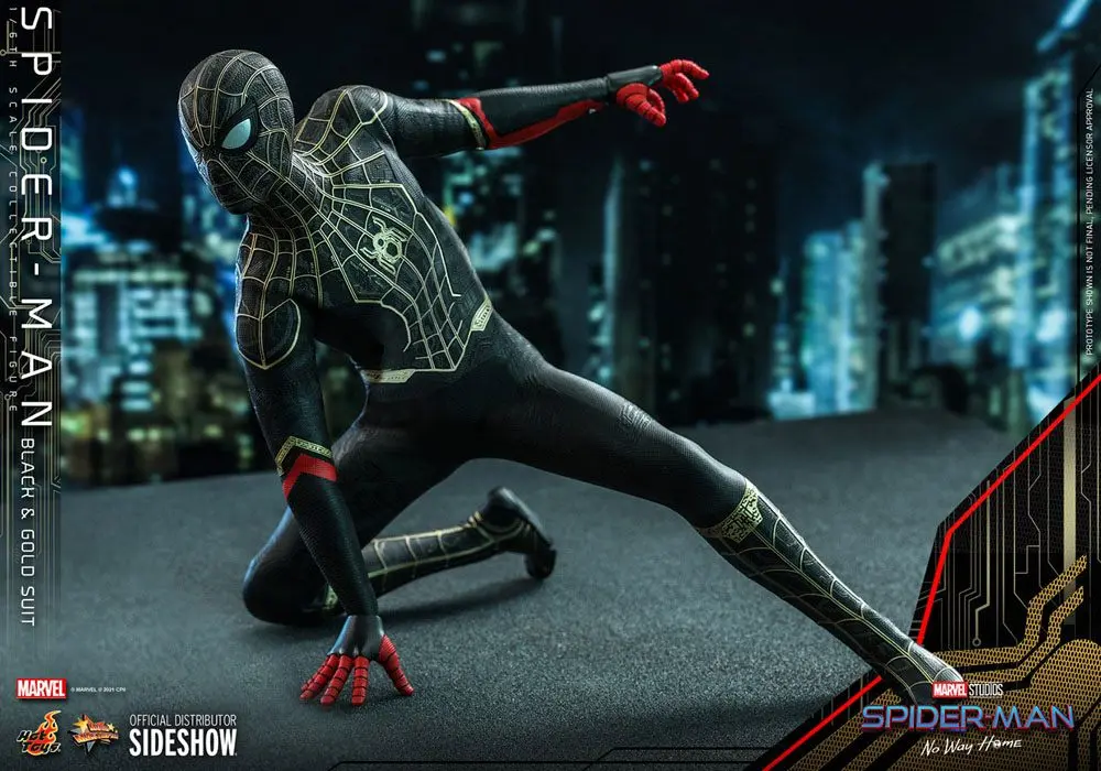 Spider-Man: No Way Home Movie Masterpiece 1/6 Spider-Man (Black & Gold Suit) akciófigura 30 cm termékfotó