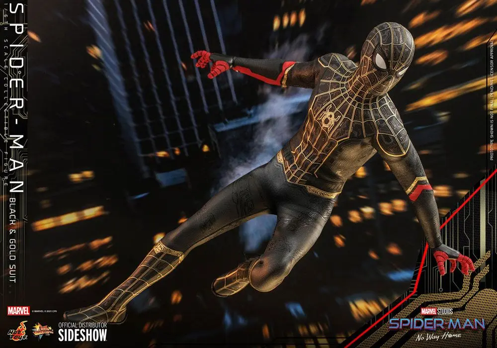 Spider-Man: No Way Home Movie Masterpiece 1/6 Spider-Man (Black & Gold Suit) akciófigura 30 cm termékfotó