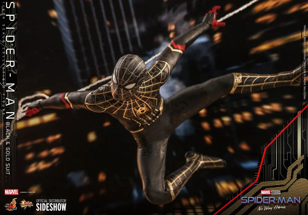 Spider-Man: No Way Home Movie Masterpiece 1/6 Spider-Man (Black & Gold Suit) akciófigura 30 cm termékfotó